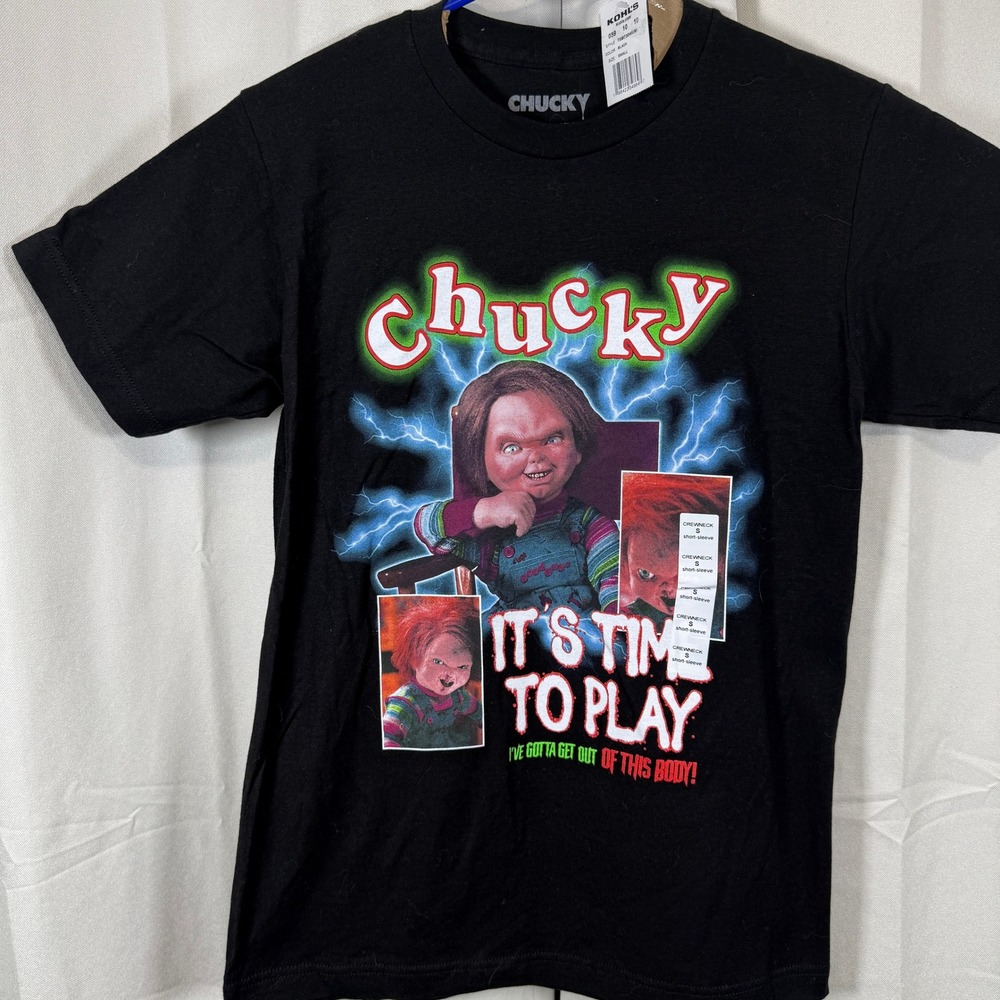 CHUCKY Its Time to Play Blk Mens Sz Small T-Shirt